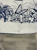 Pre Loved Hermes Jungle Love Silk Scarf , navy & white (new)