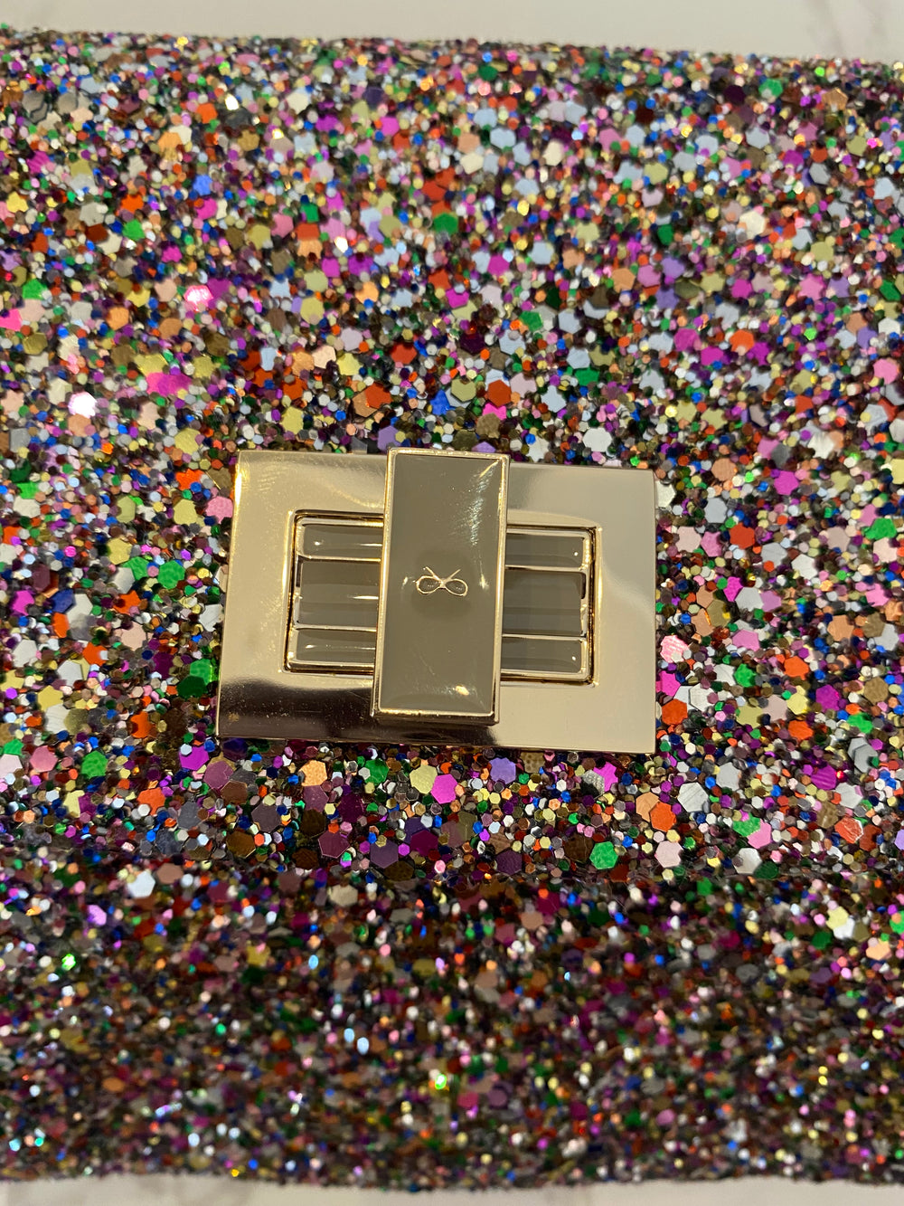 Pre Loved Anya Hindmarch “Valorie”  Glitter Clutch Bag (excellent)