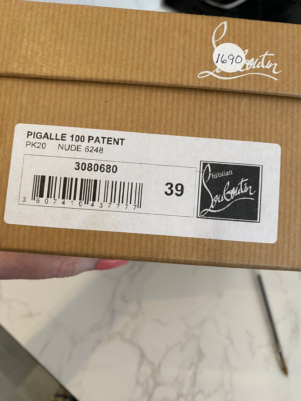 Pre Loved Christian Louboutin Pigalle 100 Nude Patent Heels Size UK 6  (new)