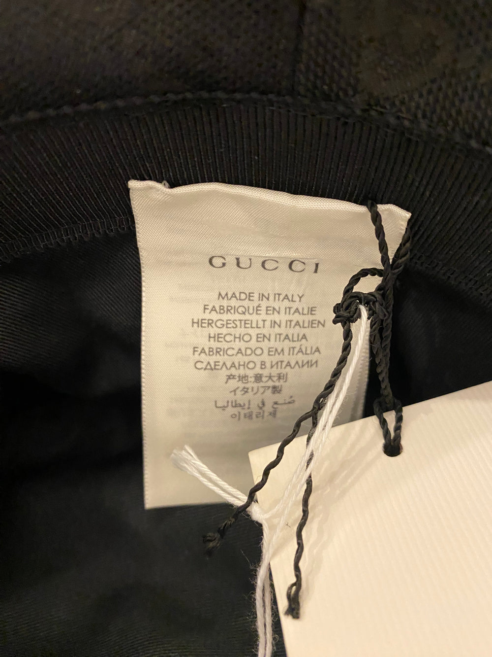 Preloved Gucci Leather Trimmed Canvas Black Bucket Hat size M