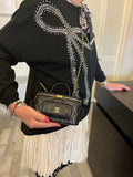 Chanel Quilted Crossbody Vanity Case in Black Leather