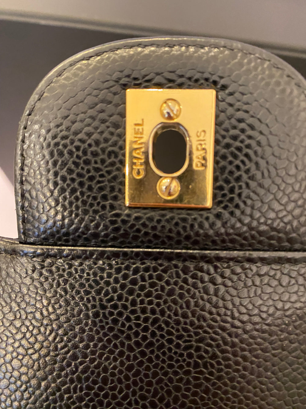 Pre Loved Chanel Double Flap Jumbo in Black Caviar Leather 2015