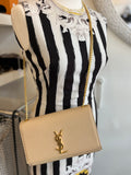 Pre Loved Saint Laurent Medium Kate Crossbody Bag in Beige with Gold Tone Hardware (excellent)