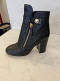Pre Loved Chanel Black Quilted Leather Ankle Boots with Pearl Detail UK 5
