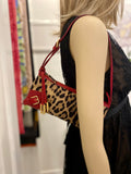 Pre Loved Vintage  Dolce & Gabbana Red Leather and Leopard Canvas Pochette