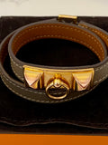 Pre Loved Hermes Rivale Double Tour Etoupe Leather Size M