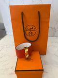 Pre Loved Hermes Reversible Collier de Chien Cuff in Orange / White (new)