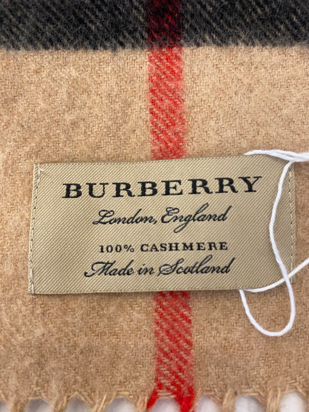 Pre Loved Burberry Cashmere Giant Beige Check Scarf (excellent)