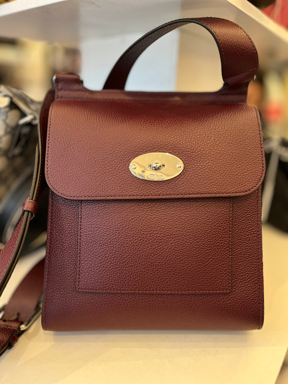 Pre Loved Mulberry Small Antony in Black Cherry (New)