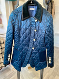 Altuzarra Teal Silk Quilted Pearl Jacket IT40 fits UK8-10