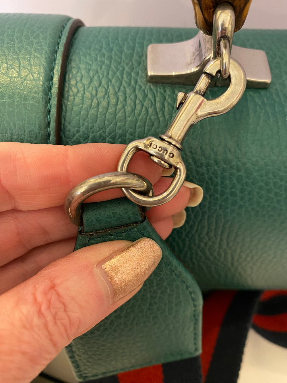 Pre Loved Gucci Green Leather Medium Dionysus Bamboo Top Handle (excellent)