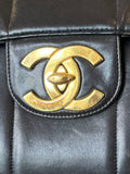 Chanel Vertical Stitched CC Jumbo in Black Lambskin Leather