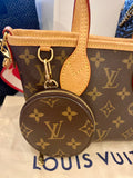 Pre Loved Louis Vuitton Neverfull BB with coin purse and wide pink textile strap (excellent)