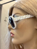 Pre Loved Chanel white acetate rectangle sunglasses