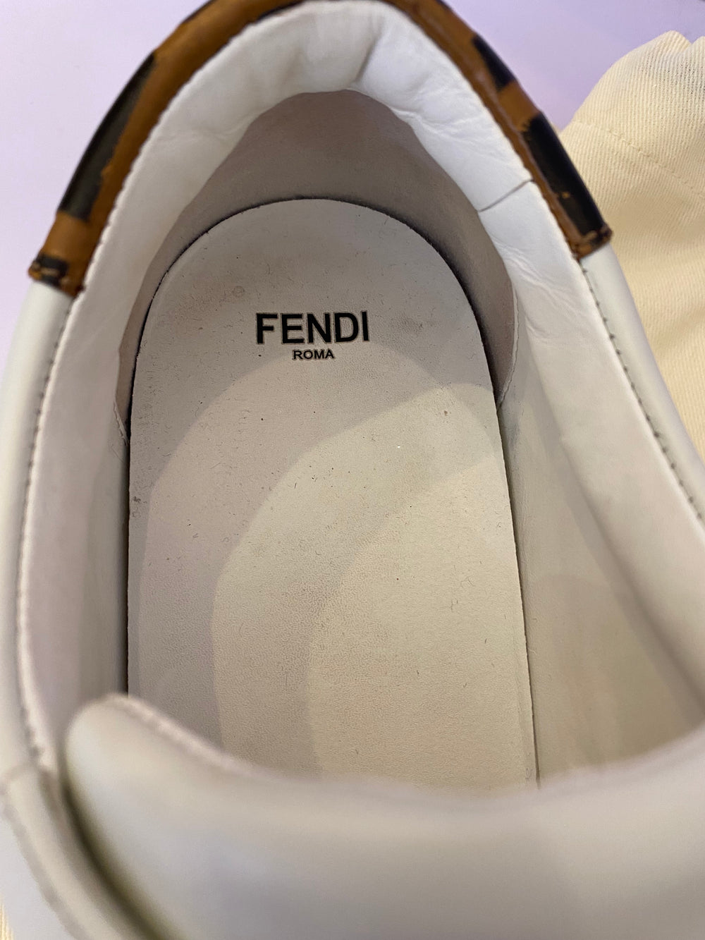 Pre Loved Fendi Pearland Leather Trainers  UK8