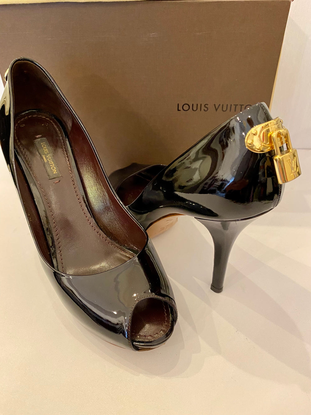 Louis Vuitton Patent 'Oh Really' Padlock Heels Uk 4.5 (fit uk5)
