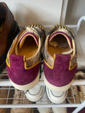 Christian Louboutin Louis Junior Spikes in Burgundy Metallic UK5