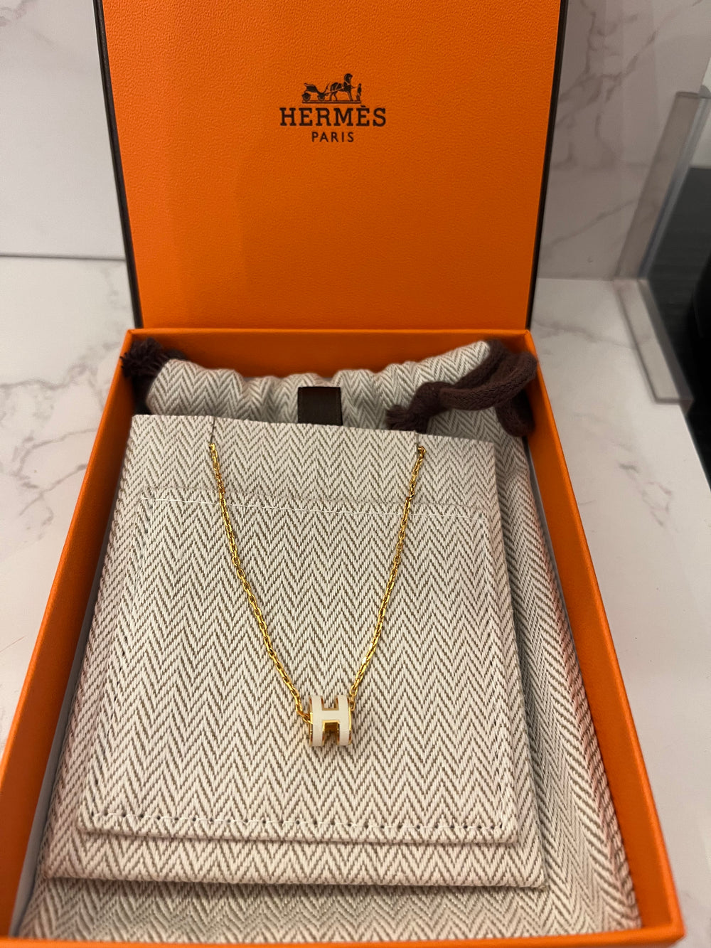 Pre Loved Hermes H-Pop Pendant in cream (excellent) relisted