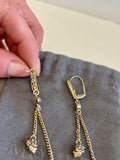 Pre Loved Alexander McQueen Gold Tone & Diamante Skull Drop Earrings - Excellent
