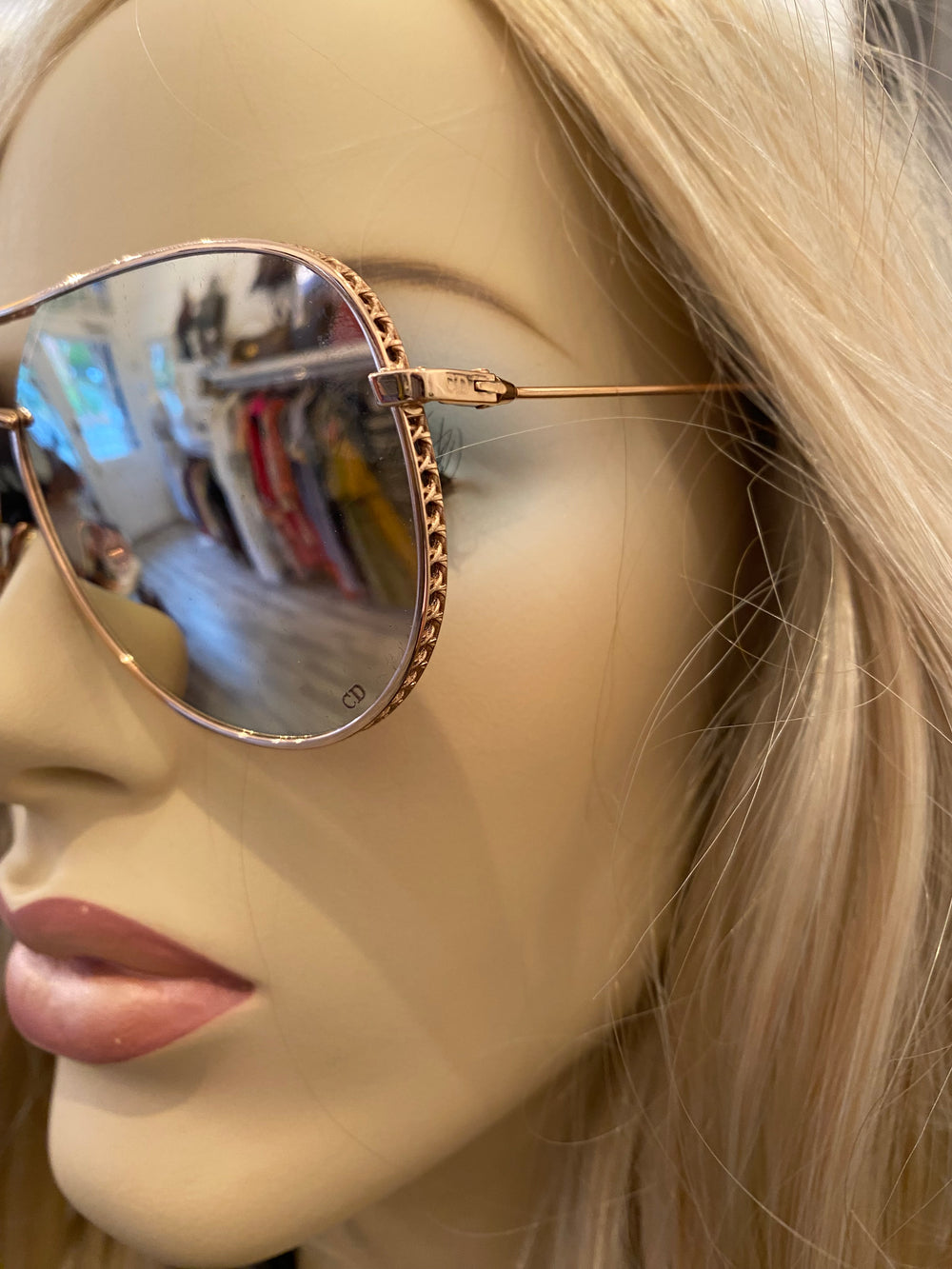 Pre Loved Christian Dior Gold Aviator Sunglasses