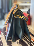 Pre Loved Chloe Faye Patchwork Shoulder Bag in  Dark Grey Leather & Tan Suede