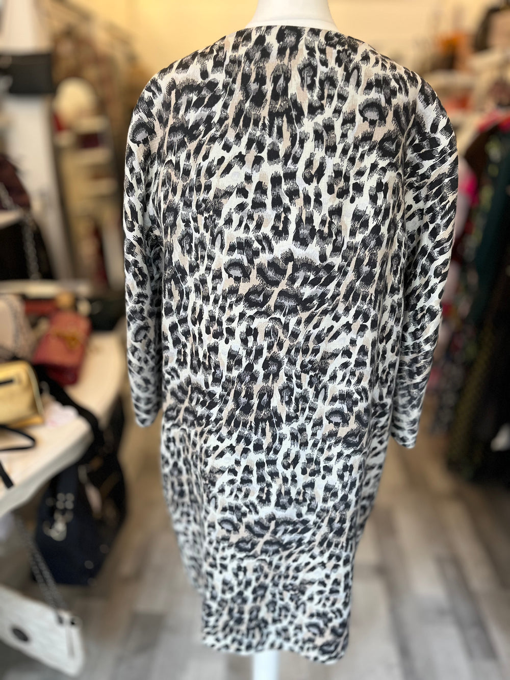 Pre Loved Chloe Linen Leopard Print Coat UK12