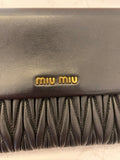 Pre Loved Miu Miu Black Matelasse Leather Flap Clutch Bag With Removable Pouch