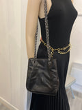 Pre Loved Chanel Vintage Coco Mark Shoulder / Crossbody Bucket Bag in Black Lambskin Leather