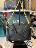 Mulberry Black M Zipped Black Calf Leather Pouch/ Shoulder Bag
