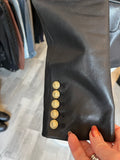 Balmain Double Breasted Black Leather Blazer FR 42 UK 14