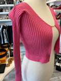 Jacquemus Pink Ribbed Cardigan Fr 34 UK 6