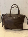 Pre Loved Prada City Double Zip Tote in Chocolate