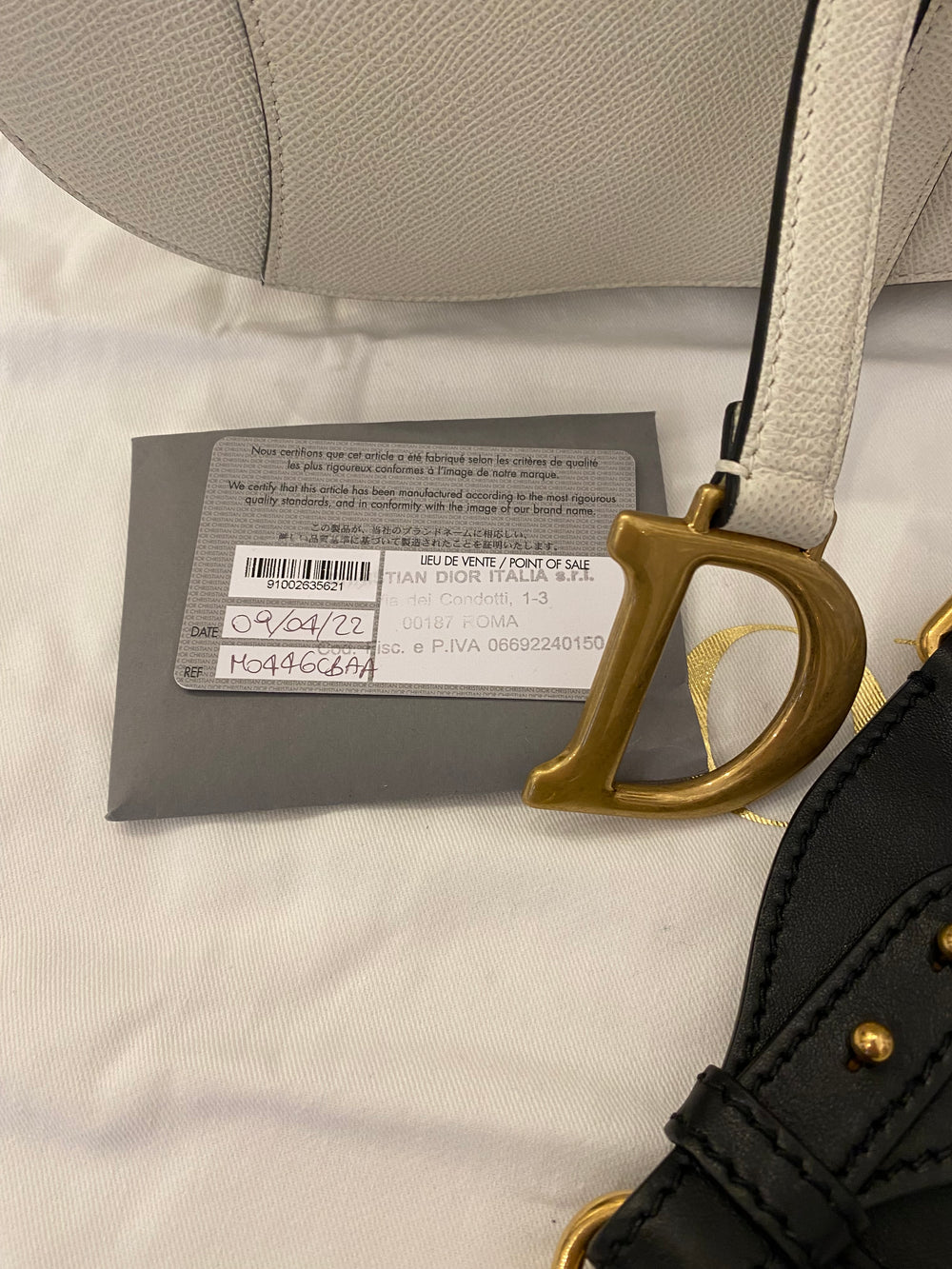 Pre Loved Christian Dior Latte Saddle Bag with Logo Web Strap  (excellent)
