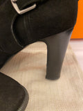 Pre Loved Hermes Black Suede Heeled Boots Size uk5