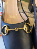 Pre Loved Gucci Horsebit Leather Slingback Pumps in Black UK5 (excellent)