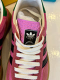 Pre Loved Gucci X Adidas Gazelle Trainers in Vibrant Pink Suede - NEW - UK 4.5
