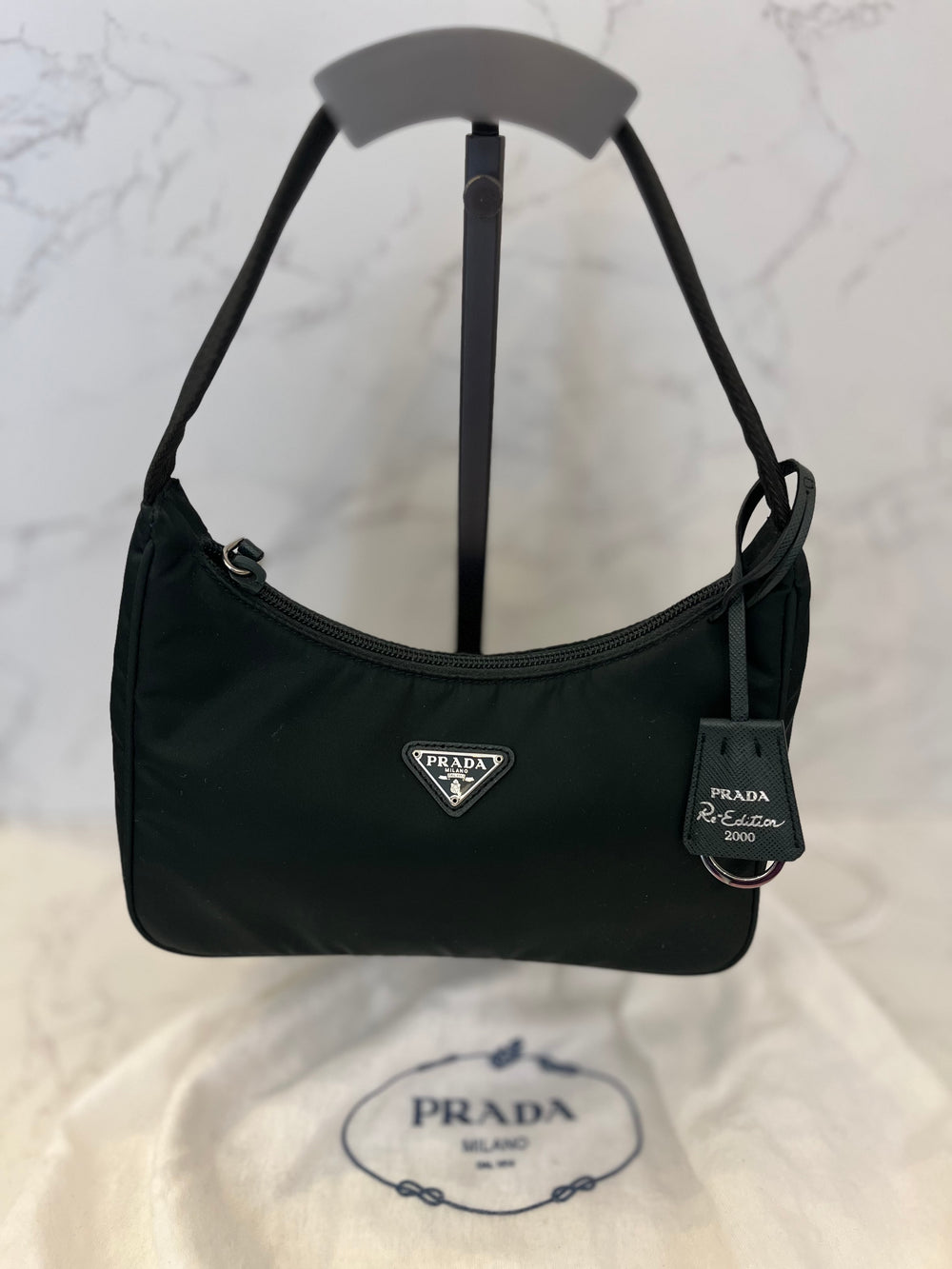 Pre Loved Prada Re-Edition 2000 Nylon Mini Bag in Dark Green