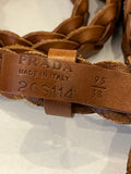 Prada Braided Belt in Cognac Brown 95cm UK 12