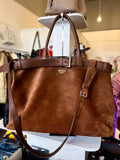 Prada Medium Buckle Brown Suede Tote