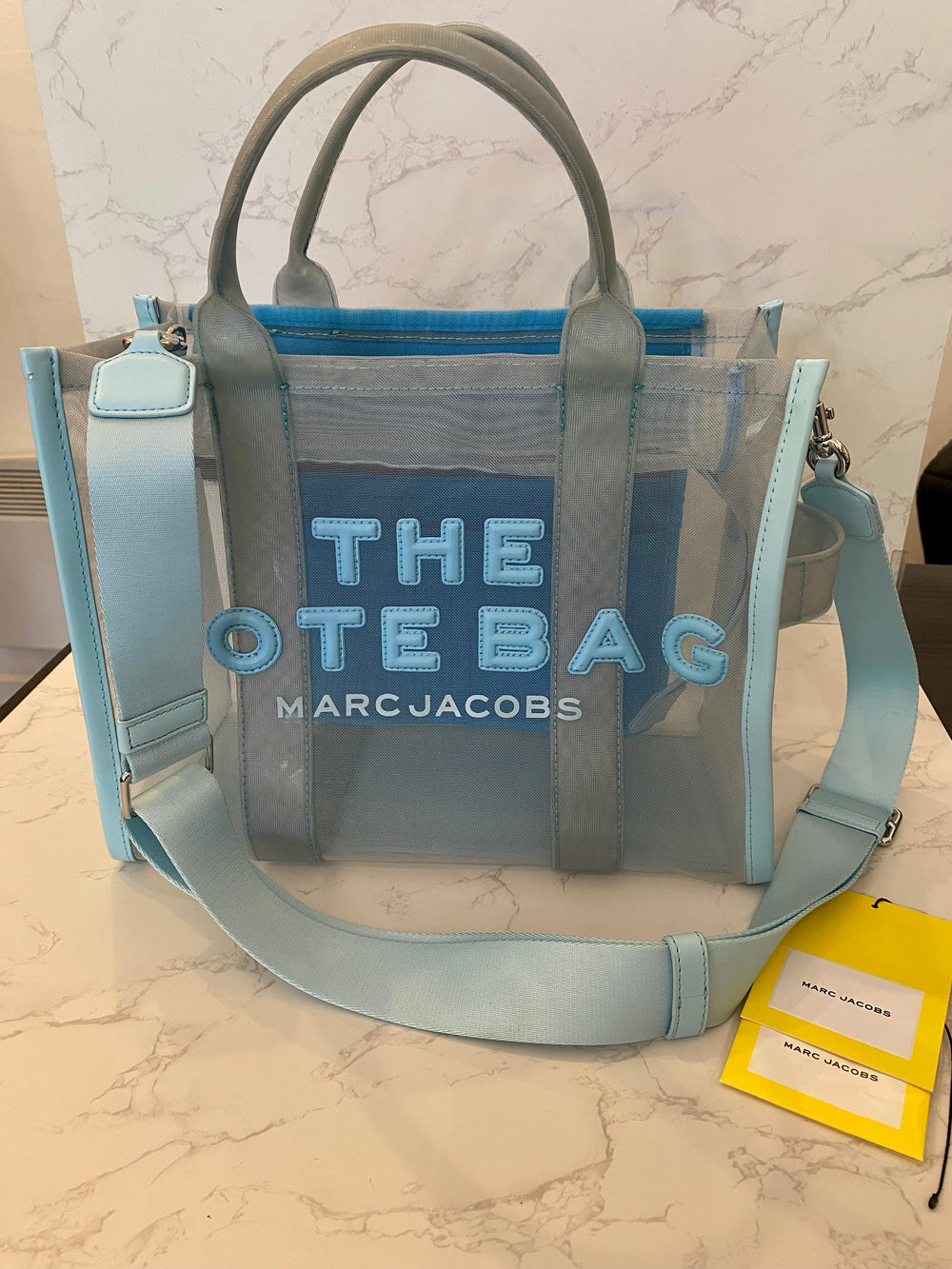 Pre Loved Marc Jacobs The Tote Bag Mesh Aqua Blue