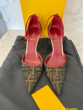 Preloved Fendi Zucca Pointed Toe Ankle Strap Heels  UK6.5