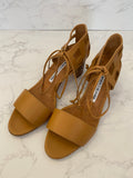 Pre Loved Manolo Blahnik Tan Lace Up Sandals  UK 4 (excellent)