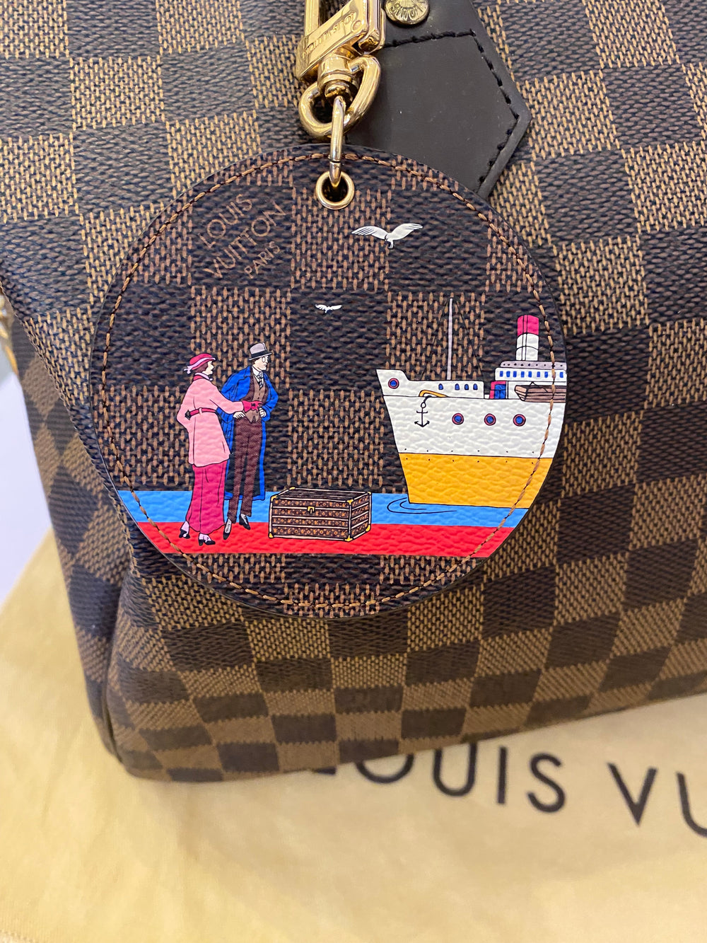 Pre Loved Louis Vuitton Vintage Damier Ebene Speedy 30 with Bag Charm