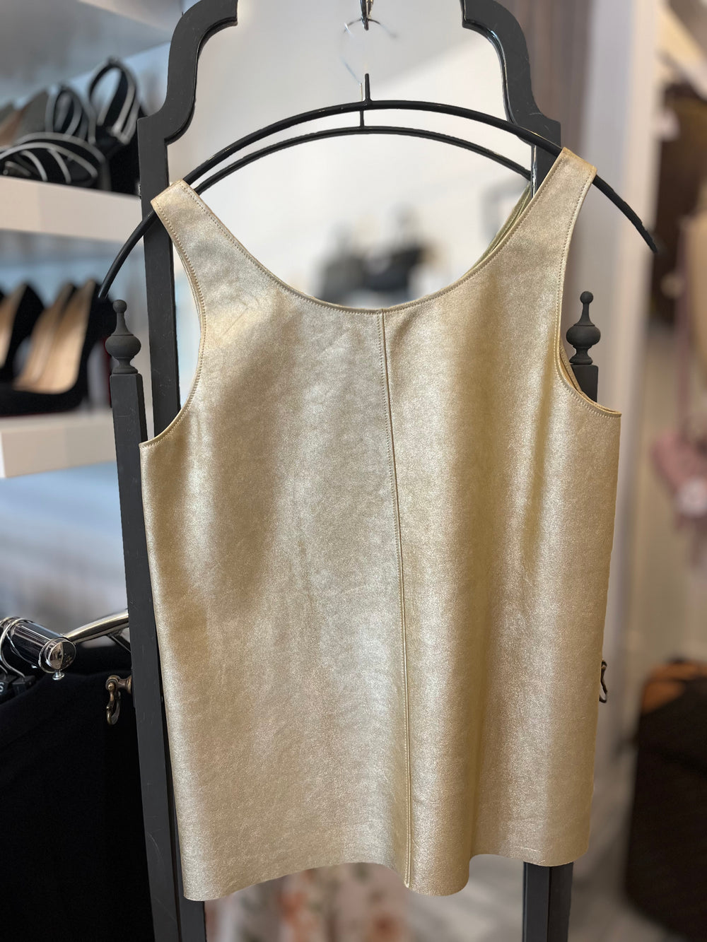 Pre Loved Hermes Gold Calf Leather Sleeveless Top