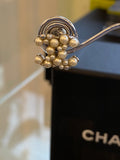 Chanel Silver Tone Pearl Earrings