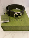 Pre Loved Gucci Olive Green GG Interlocking Buckle Belt 95cm (New) **reserved**