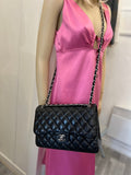 Pre Loved Chanel Double Flap Jumbo in Black Leather (excellent) **reserved**