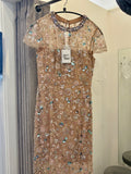 Pre Loved Self Portrait Champagne Sequin Embroidered Midi Dress UK 8 (new)
