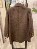 Pre Loved Yves Saint Laurent Brown Tweed Double Breasted Wool Blazer Fr 42 fits uk12/14 (Excellent)