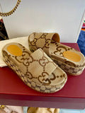 Pre Loved Gucci Platform Slide Sandals in Beige UK4 -fit UK 5 (excellent)
